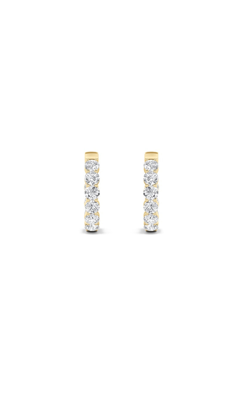 3Cttw Round Shaped Lab Grown Diamond (F/VS) Inside out Hoop Earrings in 14K Gold