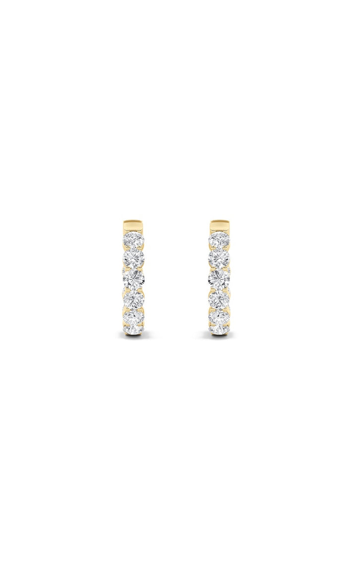 3Cttw Round Shaped Lab Grown Diamond (F/VS) Inside out Hoop Earrings in 14K Gold