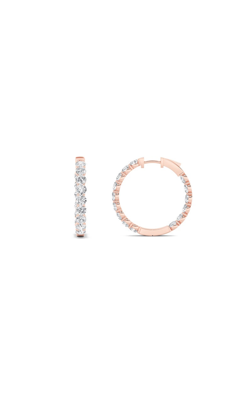 5Cttw Round Shaped Lab Grown Diamond (F/VS) Inside out Hoop Earrings in 14K Gold