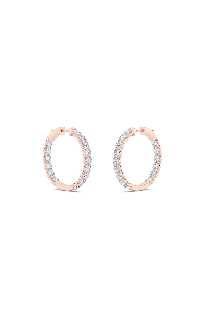 5Cttw Round Shaped Lab Grown Diamond (F/VS) Inside out Hoop Earrings in 14K Gold