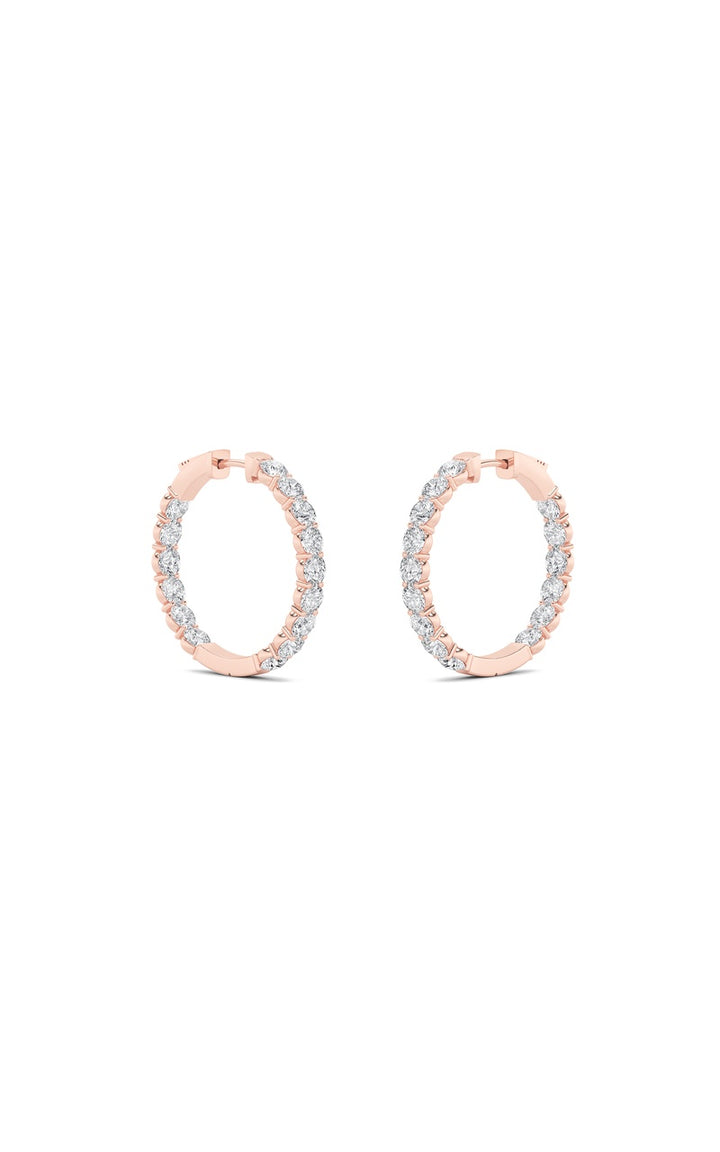 5Cttw Round Shaped Lab Grown Diamond (F/VS) Inside out Hoop Earrings in 14K Gold