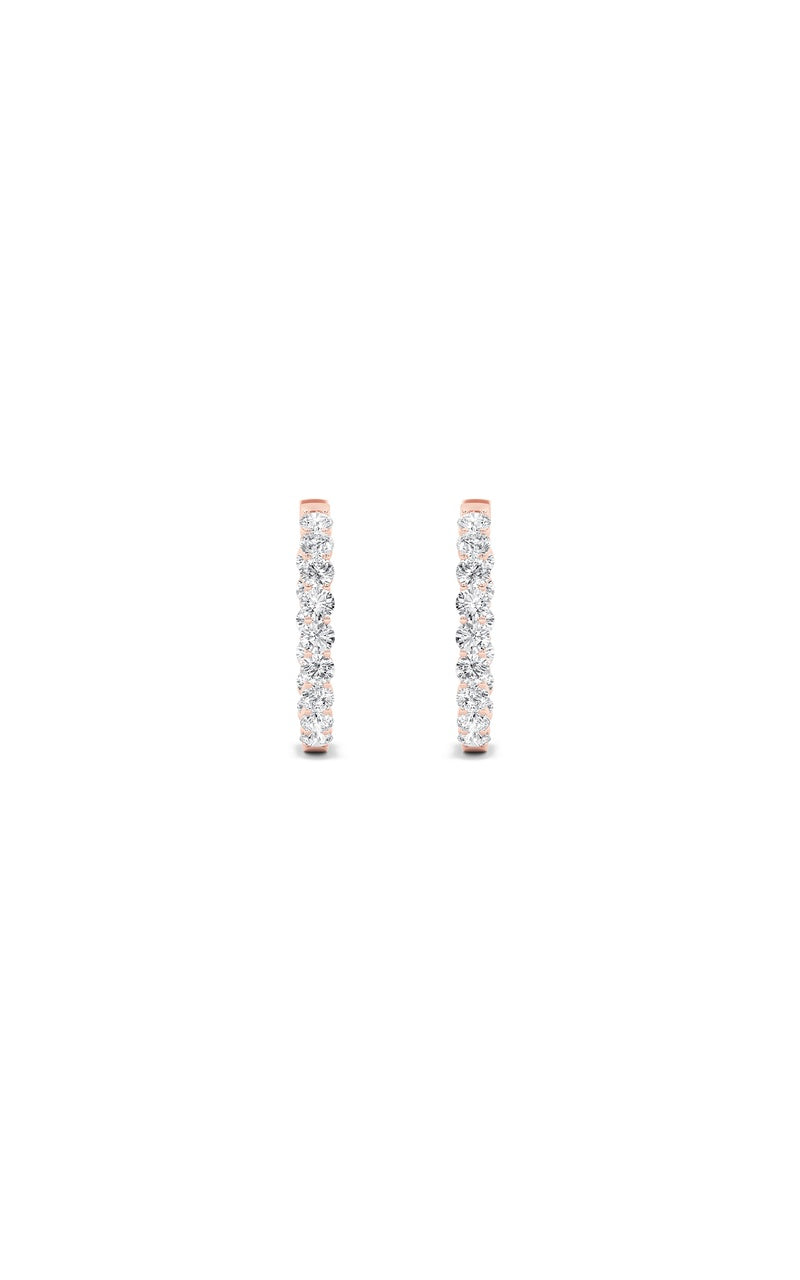 5Cttw Round Shaped Lab Grown Diamond (F/VS) Inside out Hoop Earrings in 14K Gold