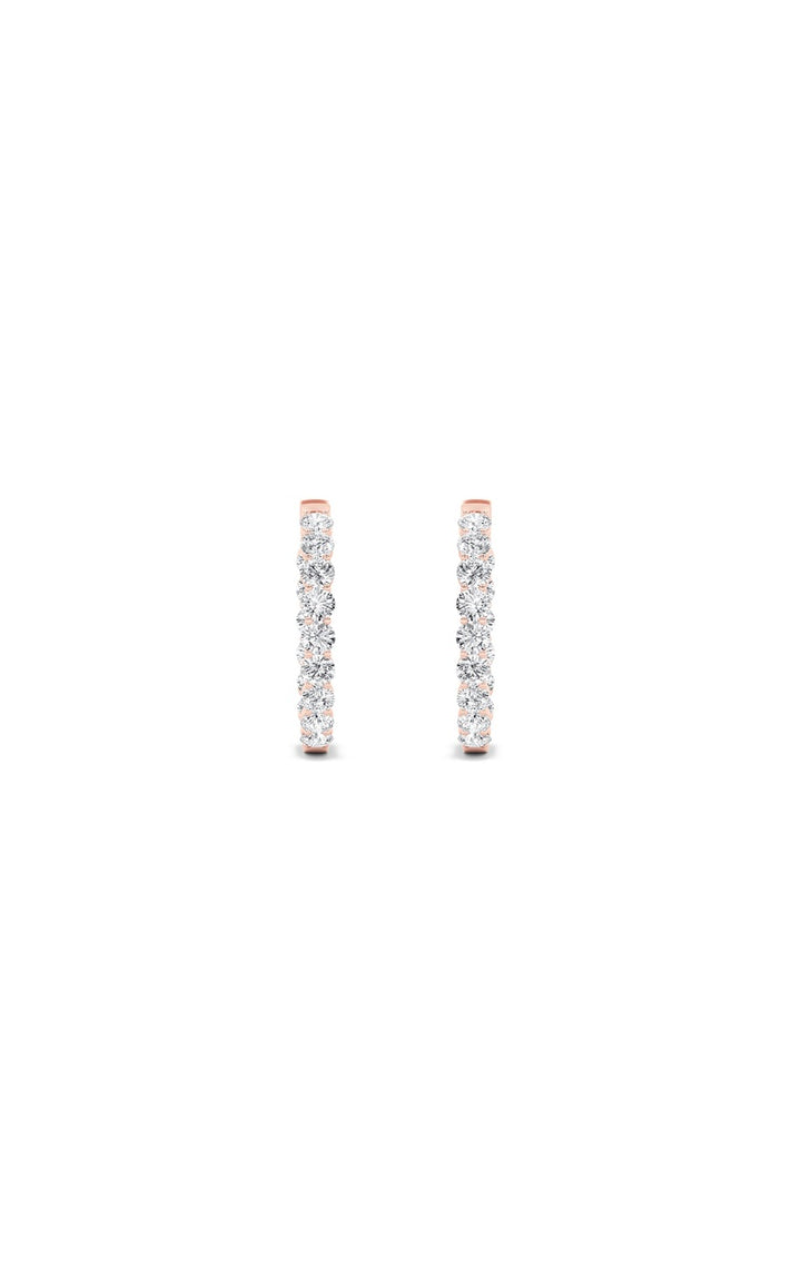 5Cttw Round Shaped Lab Grown Diamond (F/VS) Inside out Hoop Earrings in 14K Gold