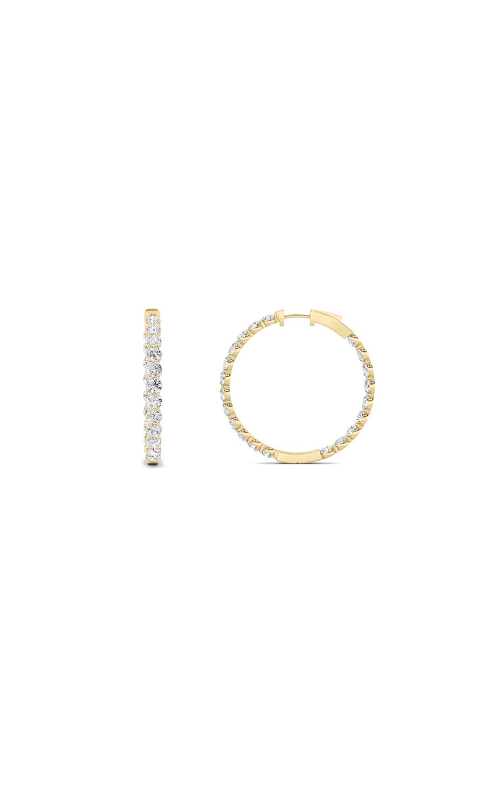 7Cttw Round Shaped Lab Grown Diamond (F/VS) Inside out Hoop Earrings in 14K Gold