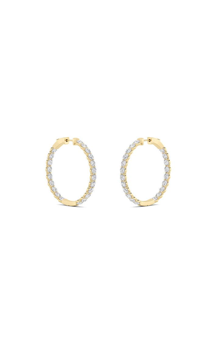 7Cttw Round Shaped Lab Grown Diamond (F/VS) Inside out Hoop Earrings in 14K Gold