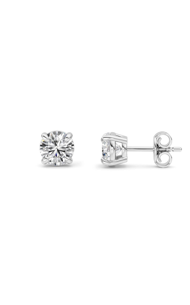 1Cttw Round Shaped Lab Grown Diamond (F/VS) Classic Basket Set Stud Earrings in 14K Gold