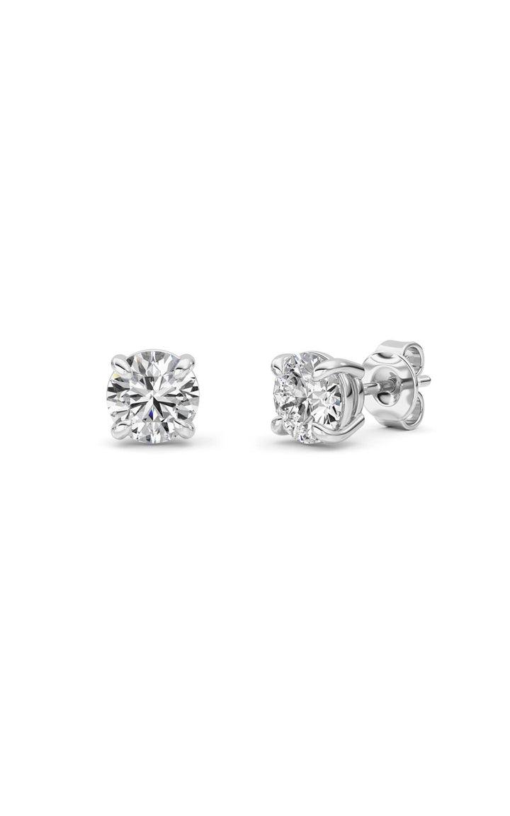 1Cttw Round Shaped Lab Grown Diamond (F/VS) Classic Basket Set Stud Earrings in 14K Gold