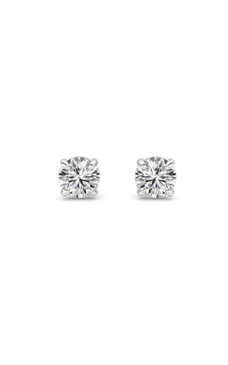 1Cttw Round Shaped Lab Grown Diamond (F/VS) Classic Basket Set Stud Earrings in 14K Gold