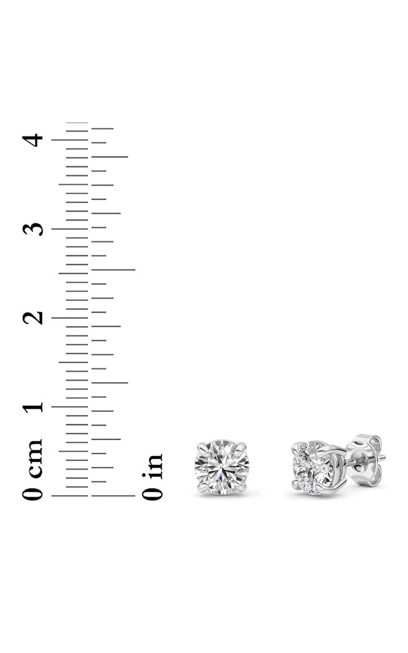 2Cttw Round Shaped Lab Grown Diamond (F/VS) Classic Basket Set Stud Earrings in 14K Gold