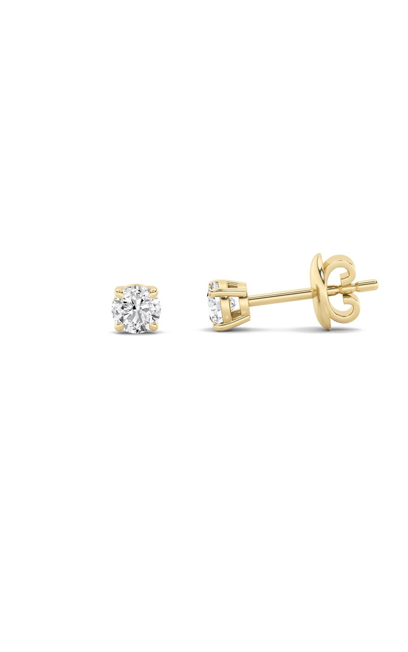 2Cttw Round Shaped Lab Grown Diamond (F/VS) Classic Basket Set Stud Earrings in 14K Gold