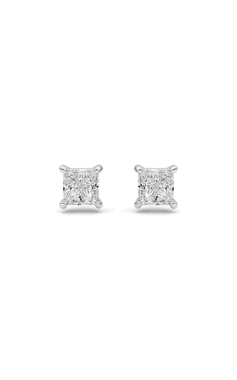 2Cttw Princess Shaped Lab Grown Diamond (F/VS) Stud Earrings in 14K Gold