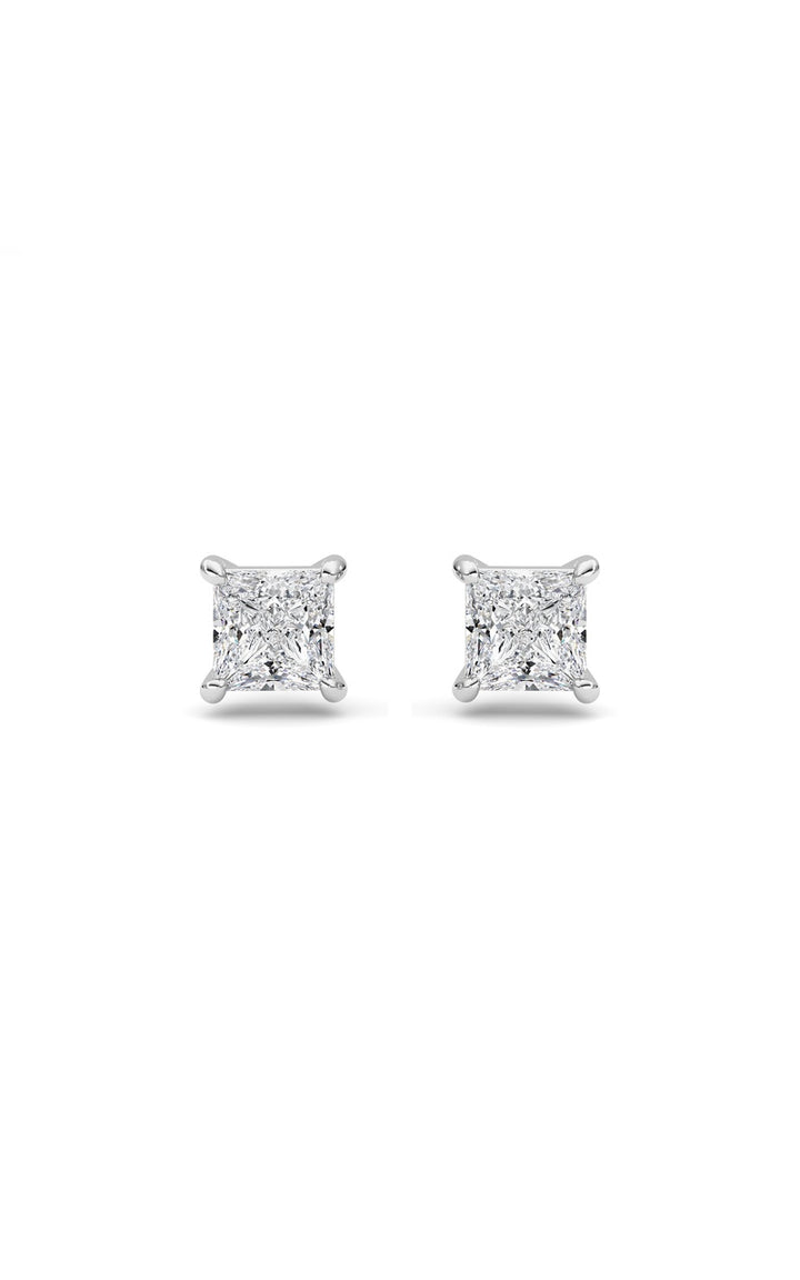 2Cttw Princess Shaped Lab Grown Diamond (F/VS) Stud Earrings in 14K Gold