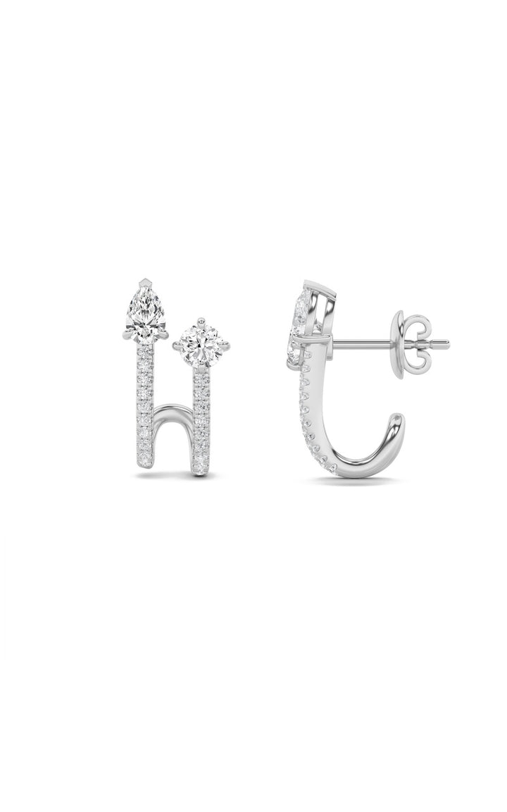 2.5Cttw Round Shaped Lab Grown Diamond (F/VS) Toi et Moi Accented Earrings in 14K Gold