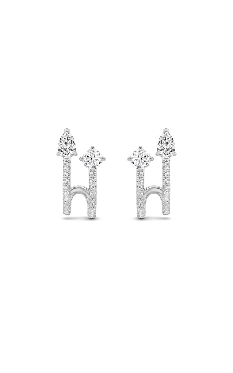 2.5Cttw Round Shaped Lab Grown Diamond (F/VS) Toiet Moi Accented Earrings in 14K Gold