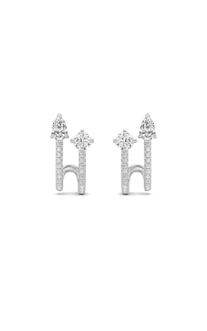 2.5Cttw Round Shaped Lab Grown Diamond (F/VS) Toiet Moi Accented Earrings in 14K Gold