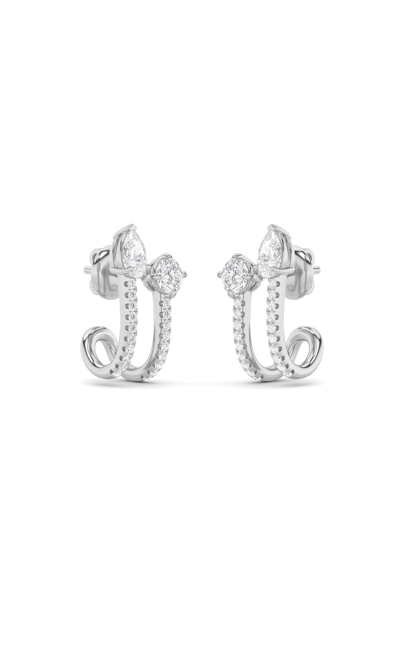 2.5Cttw Round Shaped Lab Grown Diamond (F/VS) Toi et Moi Accented Earrings in 14K Gold