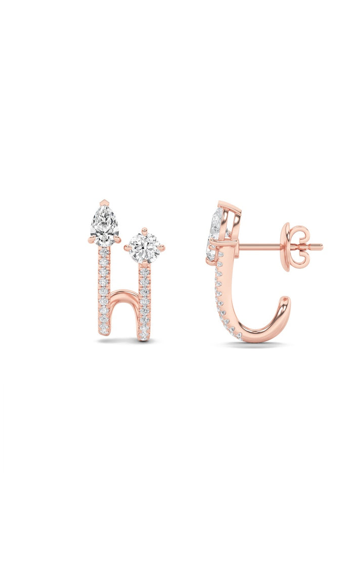 2.5Cttw Round Shaped Lab Grown Diamond (F/VS) Toiet Moi Accented Earrings in 14K Gold