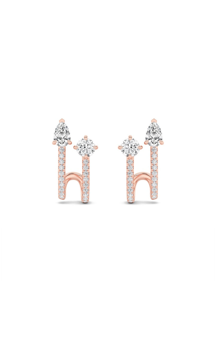 2.5Cttw Round Shaped Lab Grown Diamond (F/VS) Toi et Moi Accented Earrings in 14K Gold