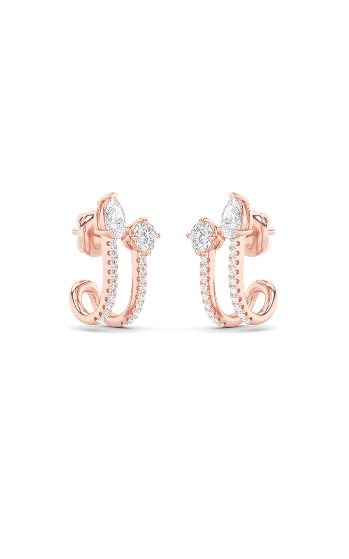 2.5Cttw Round Shaped Lab Grown Diamond (F/VS) Toiet Moi Accented Earrings in 14K Gold