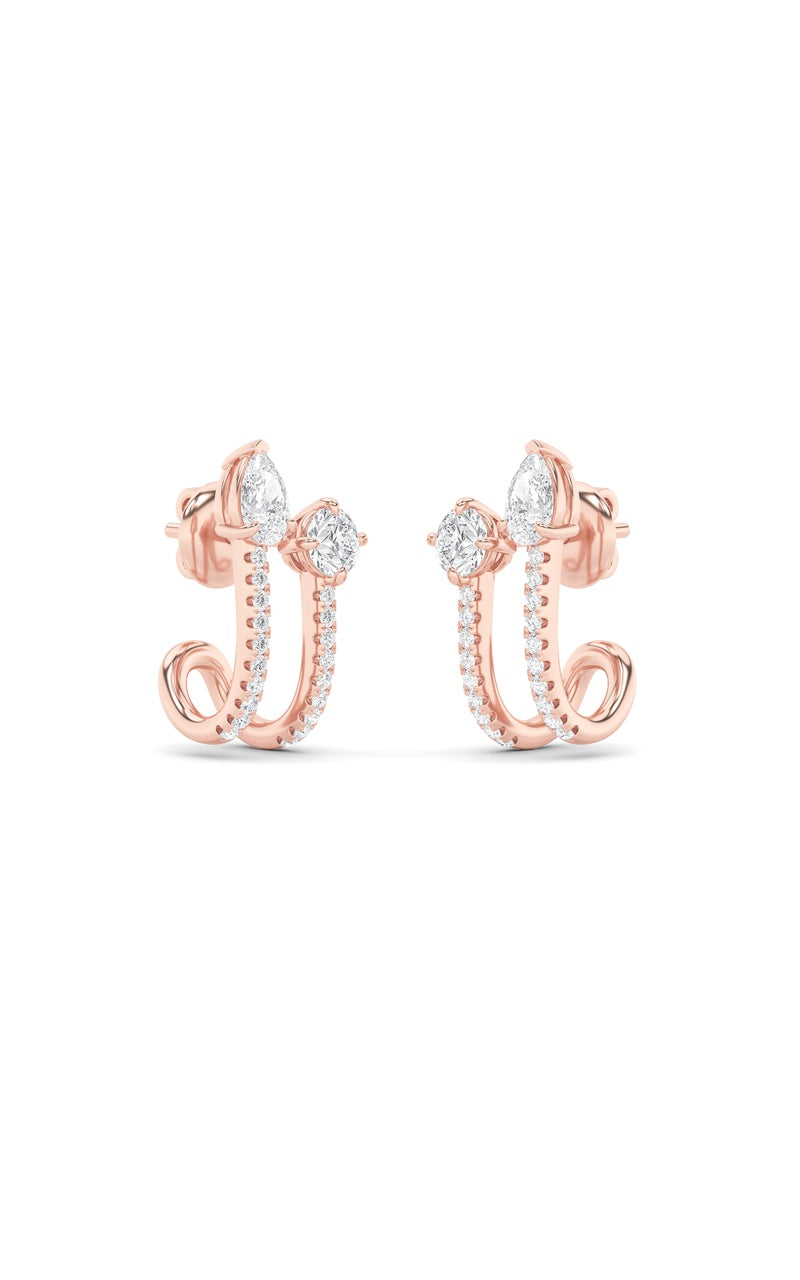2.5Cttw Round Shaped Lab Grown Diamond (F/VS) Toi et Moi Accented Earrings in 14K Gold