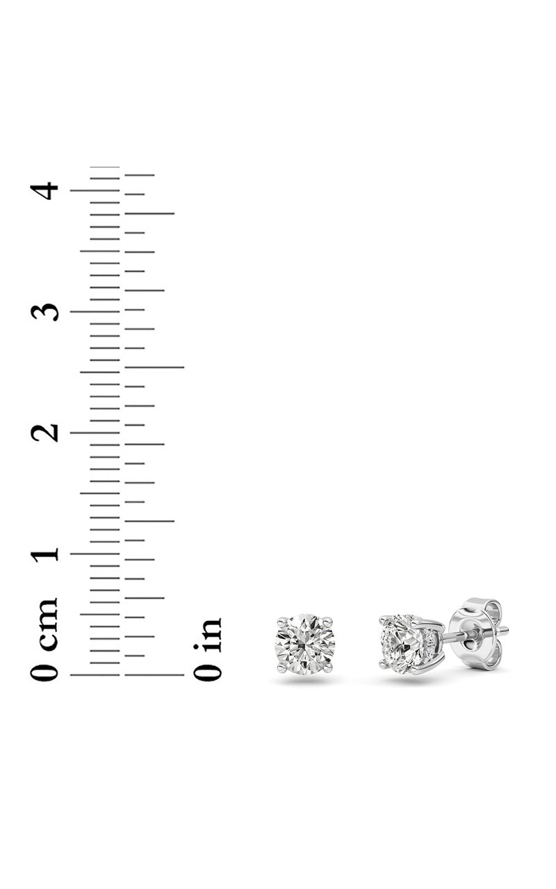 1Cttw Round Shaped Lab Grown Diamond (F/VS) Hidden Halo Stud Earrings in 14K Gold