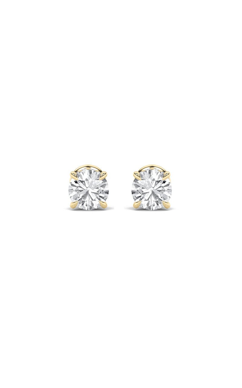 1CTW Round Shaped Lab Grown Diamond (F/VS) Hidden Halo Stud Earrings in 14K Gold