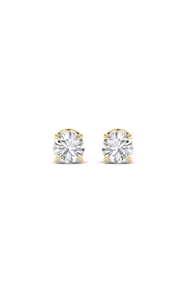 1CTW Round Shaped Lab Grown Diamond (F/VS) Hidden Halo Stud Earrings in 14K Gold