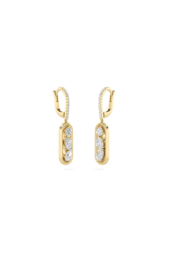 1.5Cttw Mixed Shaped Lab Grown Diamond (F/VS) Paperclip Dangle Earrings in 14K Gold