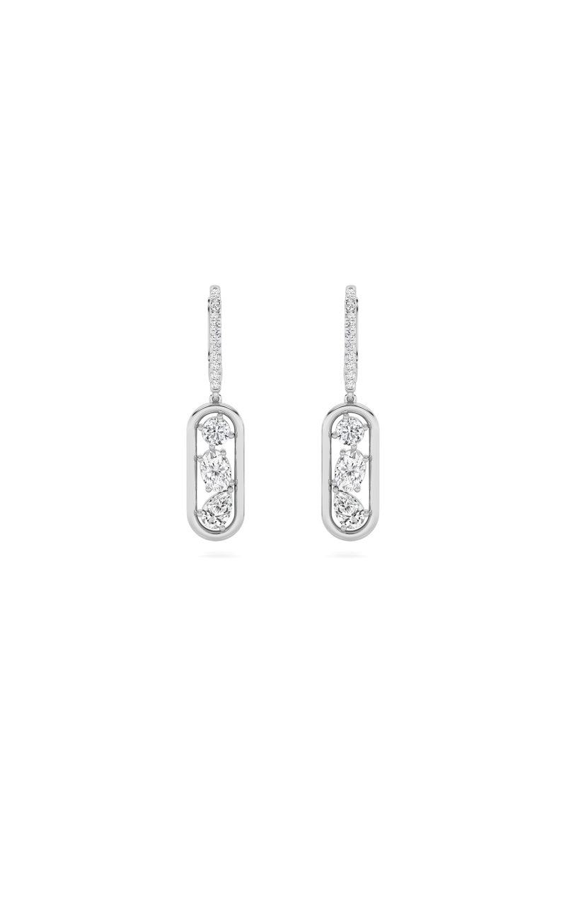 1.75Cttw Mixed Shaped Lab Grown Diamond (F/VS) Paperclip Dangle Earrings in 14K Gold