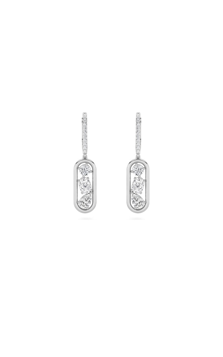 1.75Cttw Mixed Shaped Lab Grown Diamond (F/VS) Paperclip Dangle Earrings in 14K Gold