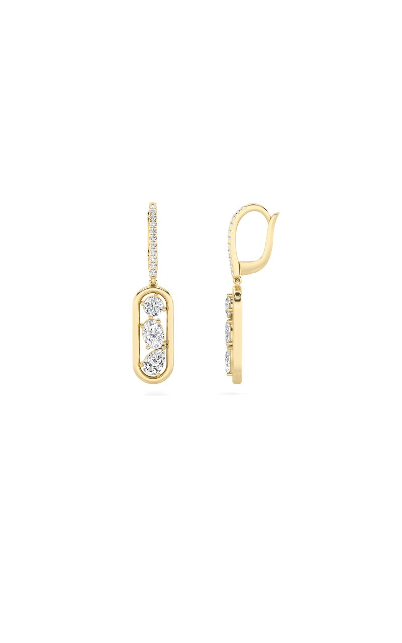 1.75Cttw Mixed Shaped Lab Grown Diamond (F/VS) Paperclip Dangle Earrings in 14K Gold