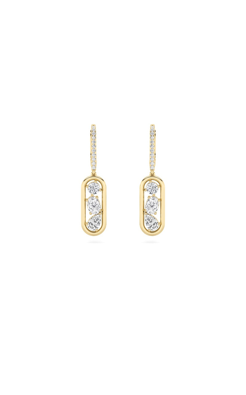 1.75Cttw Mixed Shaped Lab Grown Diamond (F/VS) Paperclip Dangle Earrings in 14K Gold