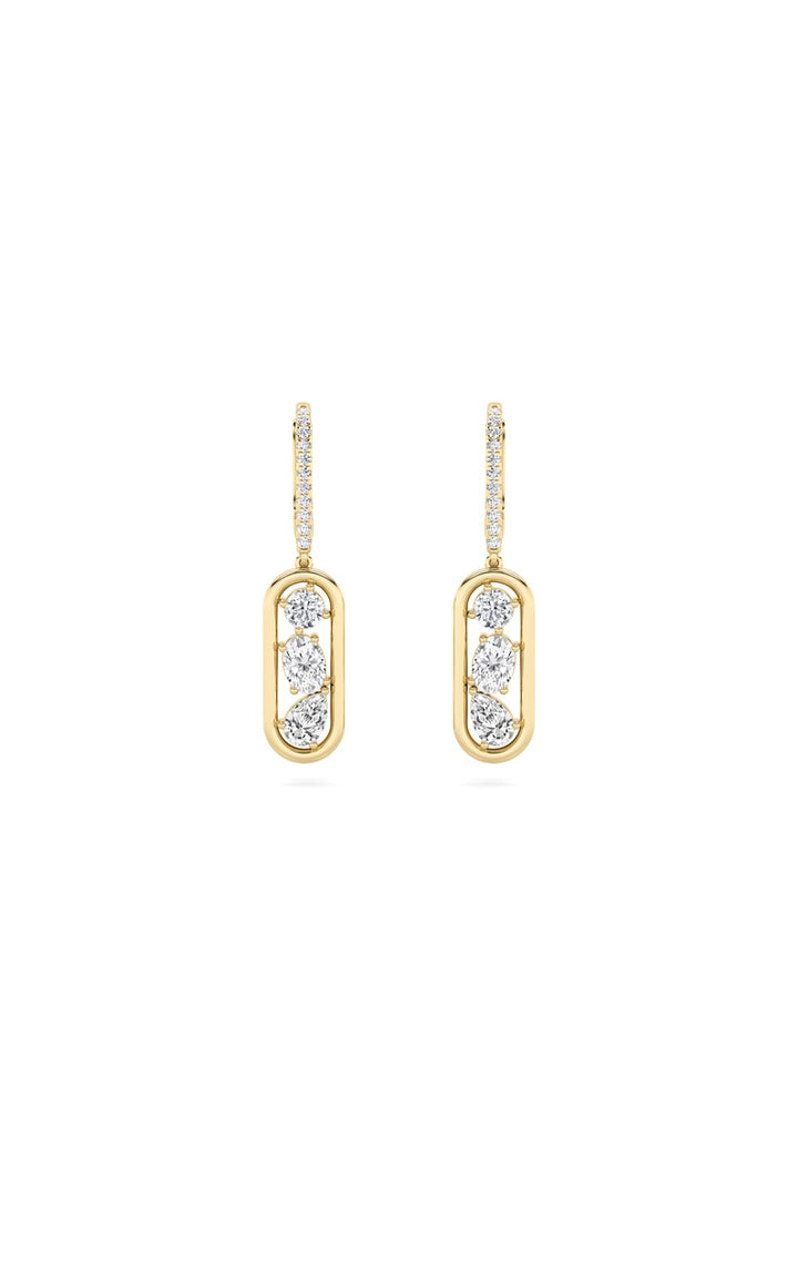 1.75Cttw Mixed Shaped Lab Grown Diamond (F/VS) Paperclip Dangle Earrings in 14K Gold
