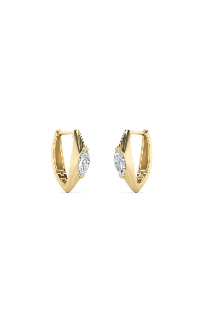1Cttw Marquise Shaped Lab Grown Diamond (F/VS) Solitaire Huggie  Earrings in 14K Gold