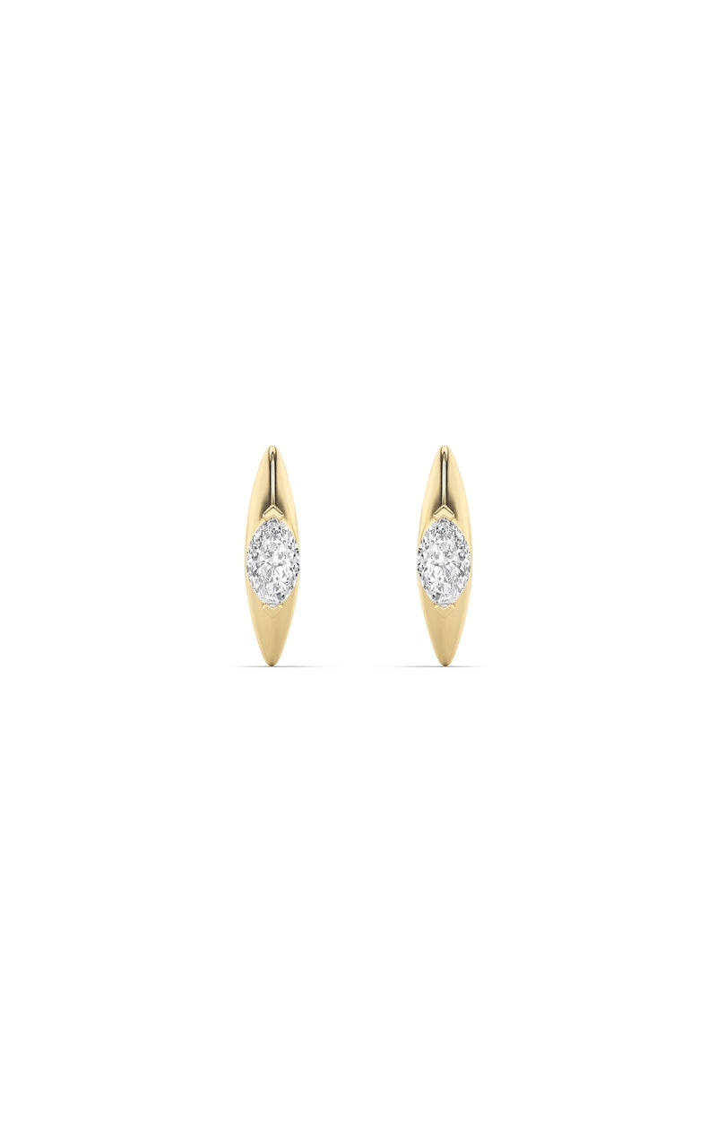 1Cttw Marquise Shaped Lab Grown Diamond (F/VS) Solitaire Huggie  Earrings in 14K Gold