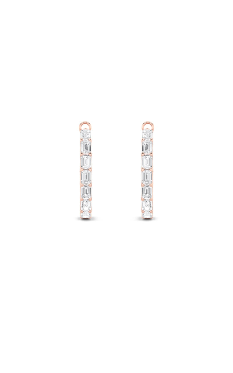 4.25Cttw Emerald Shaped Lab Grown Diamond (G/VS) Inside Out Hoop Earrings in 14K Gold