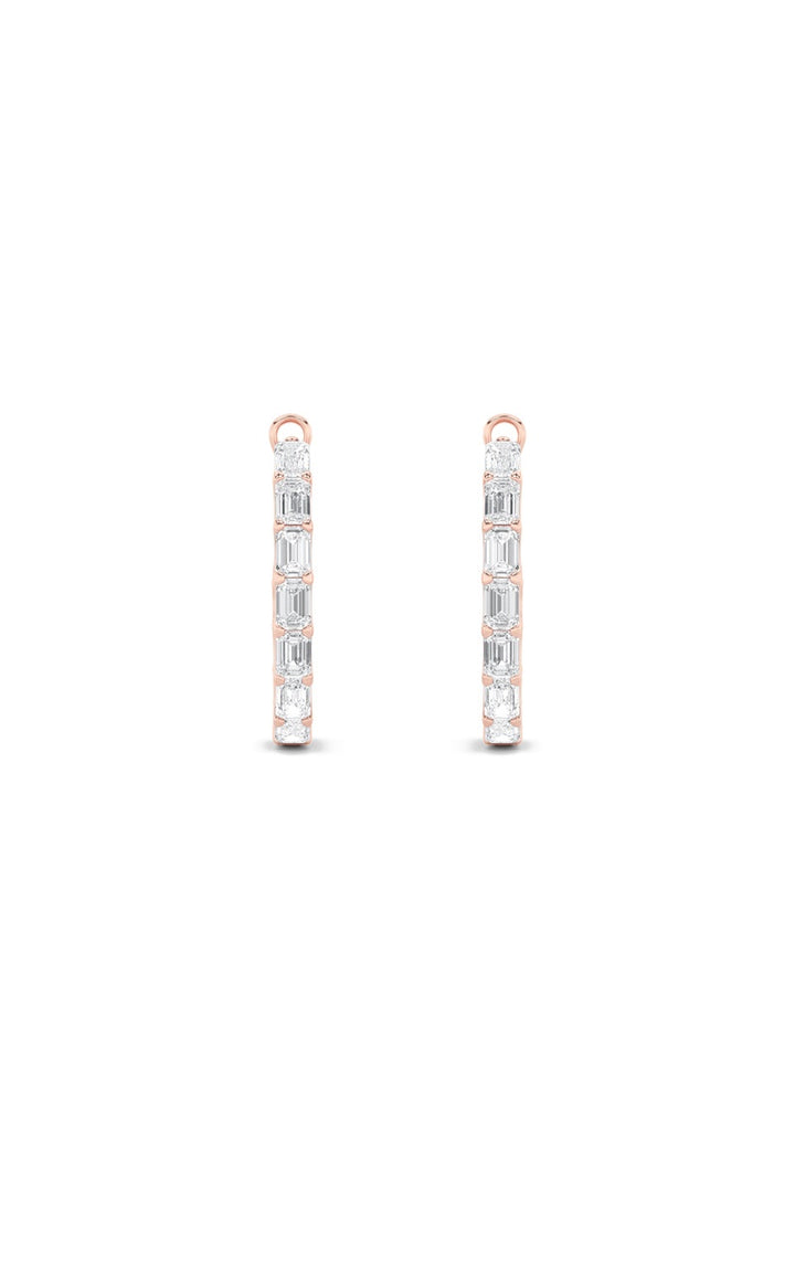 4.25Cttw Emerald Shaped Lab Grown Diamond (G/VS) Inside Out Hoop Earrings in 14K Gold