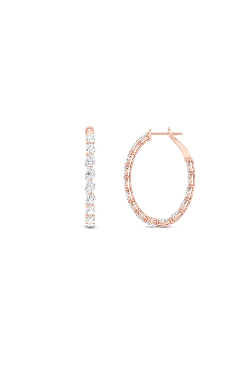 6Cttw Oval Shaped Lab Grown Diamond (F/VS) Inside Out Hoop Earrings in 14K Gold