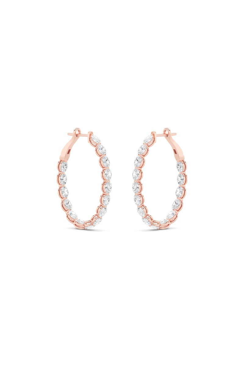 6Cttw Oval Shaped Lab Grown Diamond (F/VS) Inside Out Hoop Earrings in 14K Gold