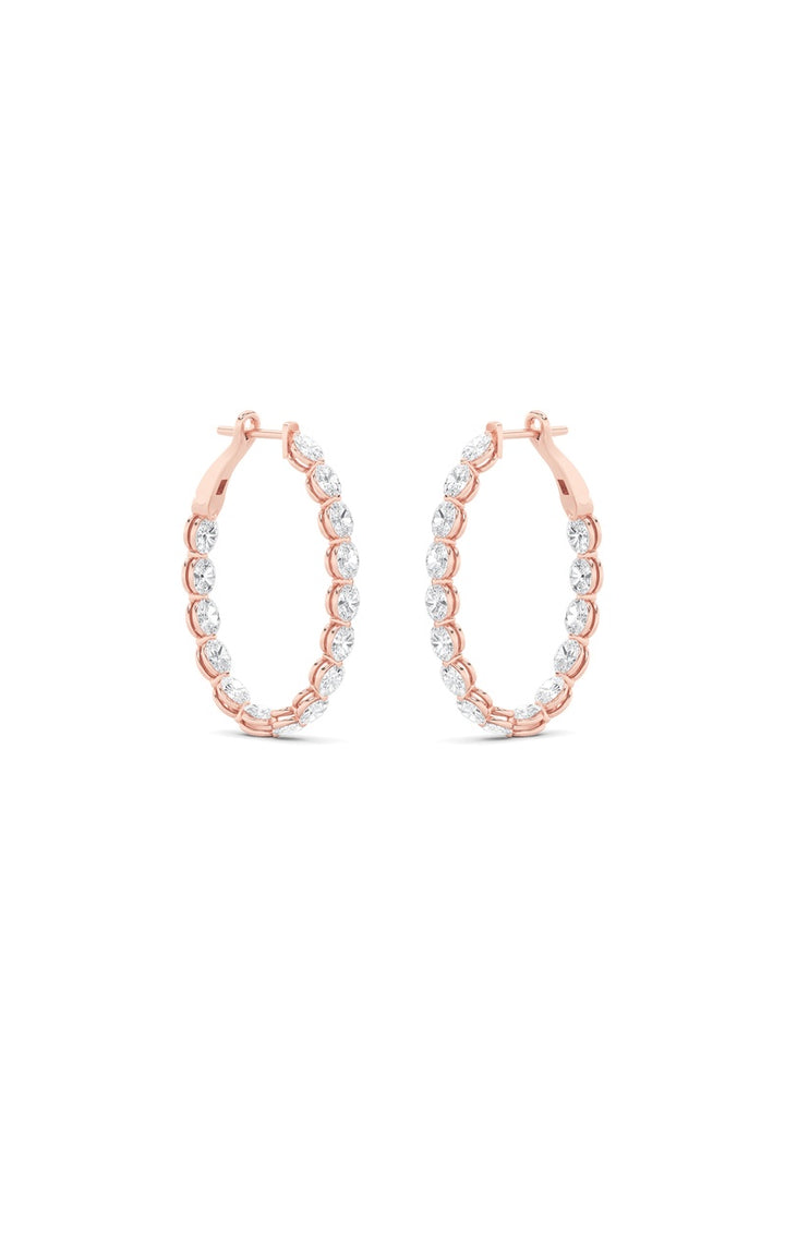 6Cttw Oval Shaped Lab Grown Diamond (F/VS) Inside Out Hoop Earrings in 14K Gold