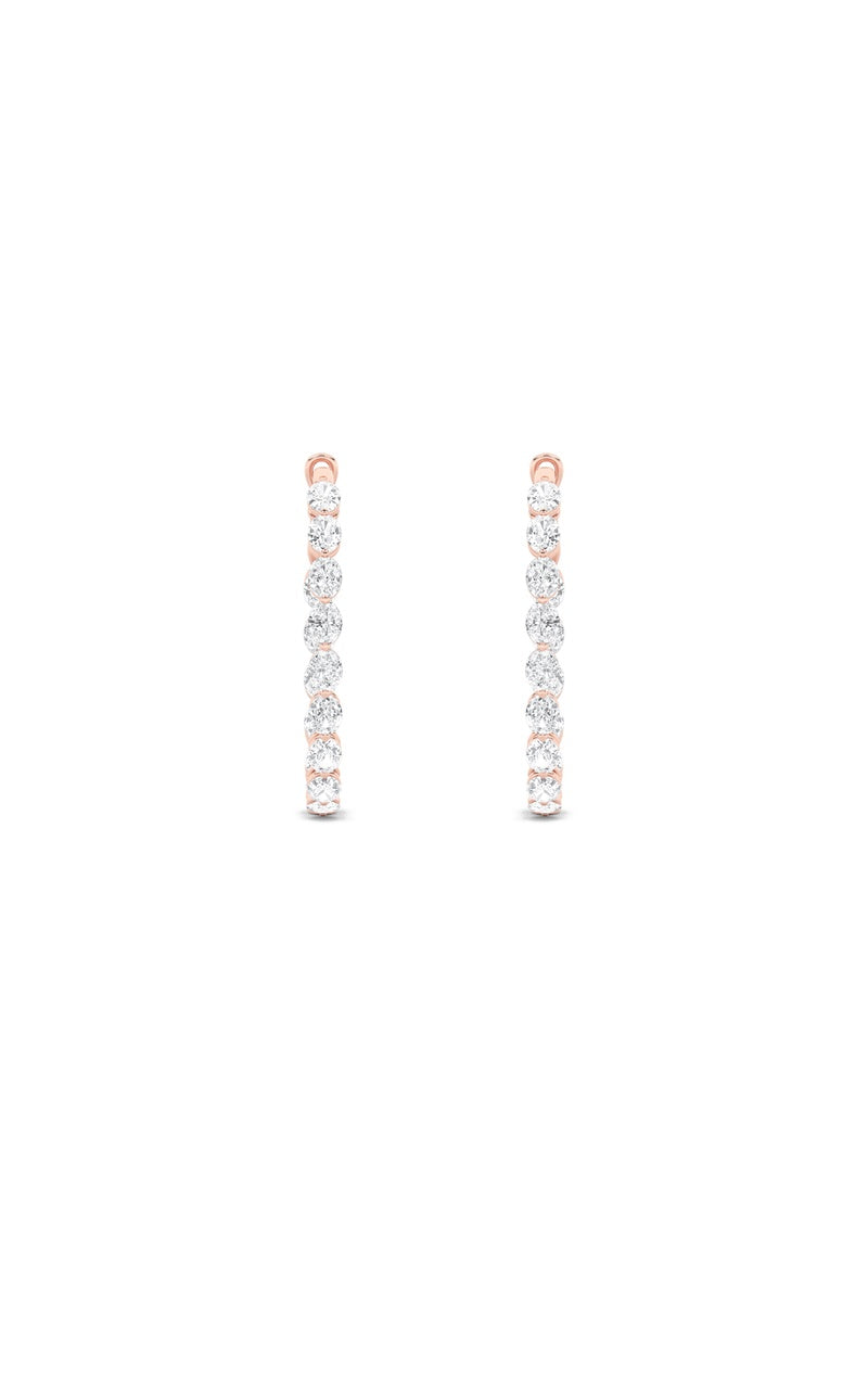 6Cttw Oval Shaped Lab Grown Diamond (F/VS) Inside Out Hoop Earrings in 14K Gold