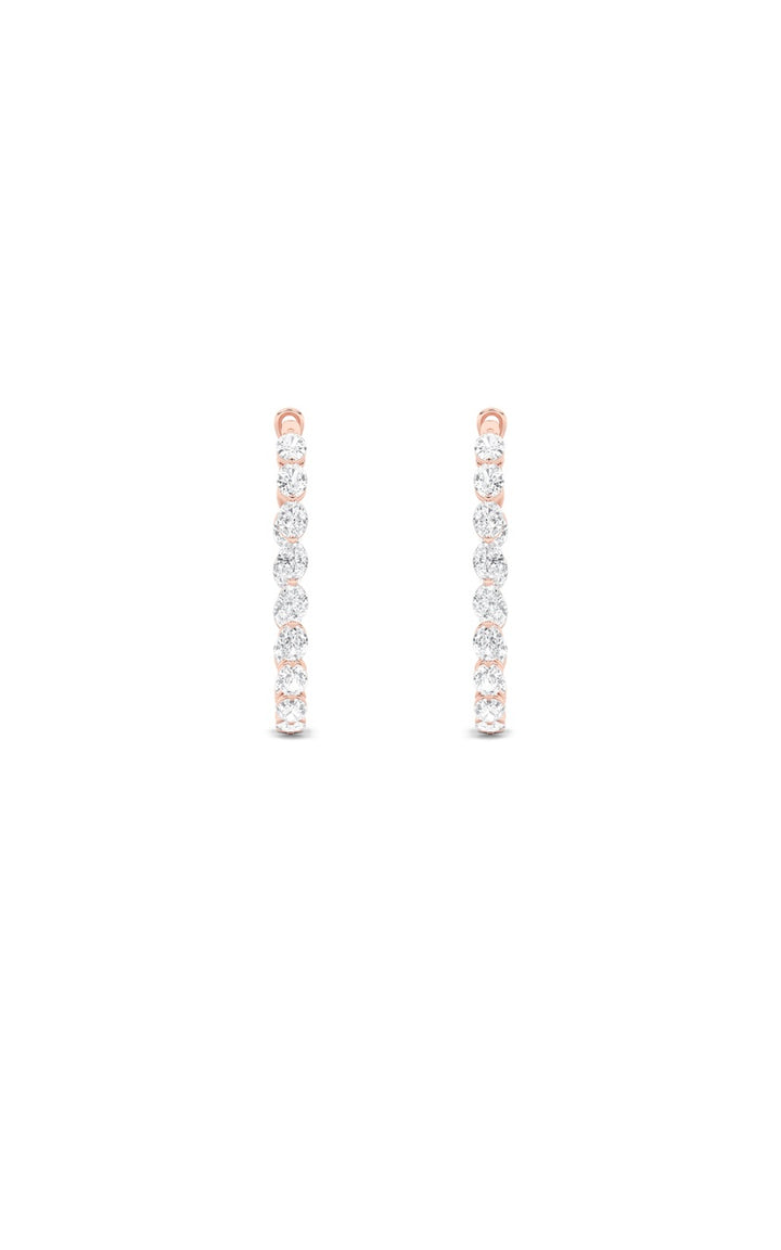 6Cttw Oval Shaped Lab Grown Diamond (F/VS) Inside Out Hoop Earrings in 14K Gold