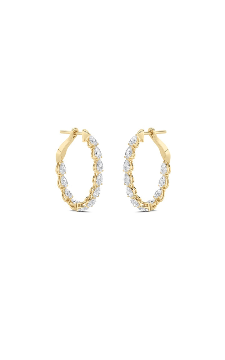 4.25Cttw Pear Shaped Lab Grown Diamond (F/VS) Inside Out Hoop Earrings in 14K Gold