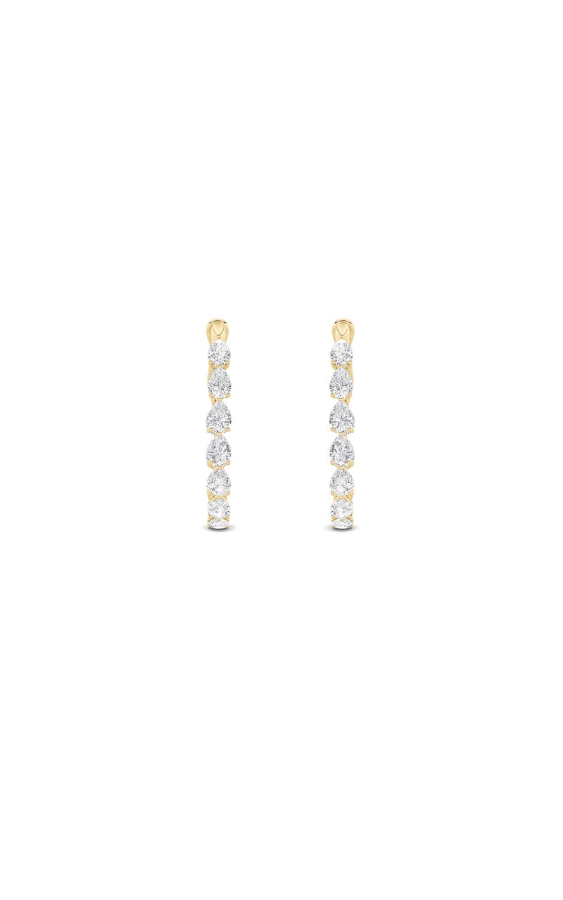 4.25Cttw Pear Shaped Lab Grown Diamond (F/VS) Inside Out Hoop Earrings in 14K Gold