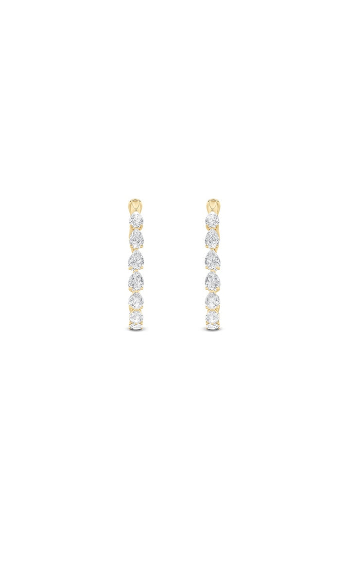 4.25Cttw Pear Shaped Lab Grown Diamond (F/VS) Inside Out Hoop Earrings in 14K Gold