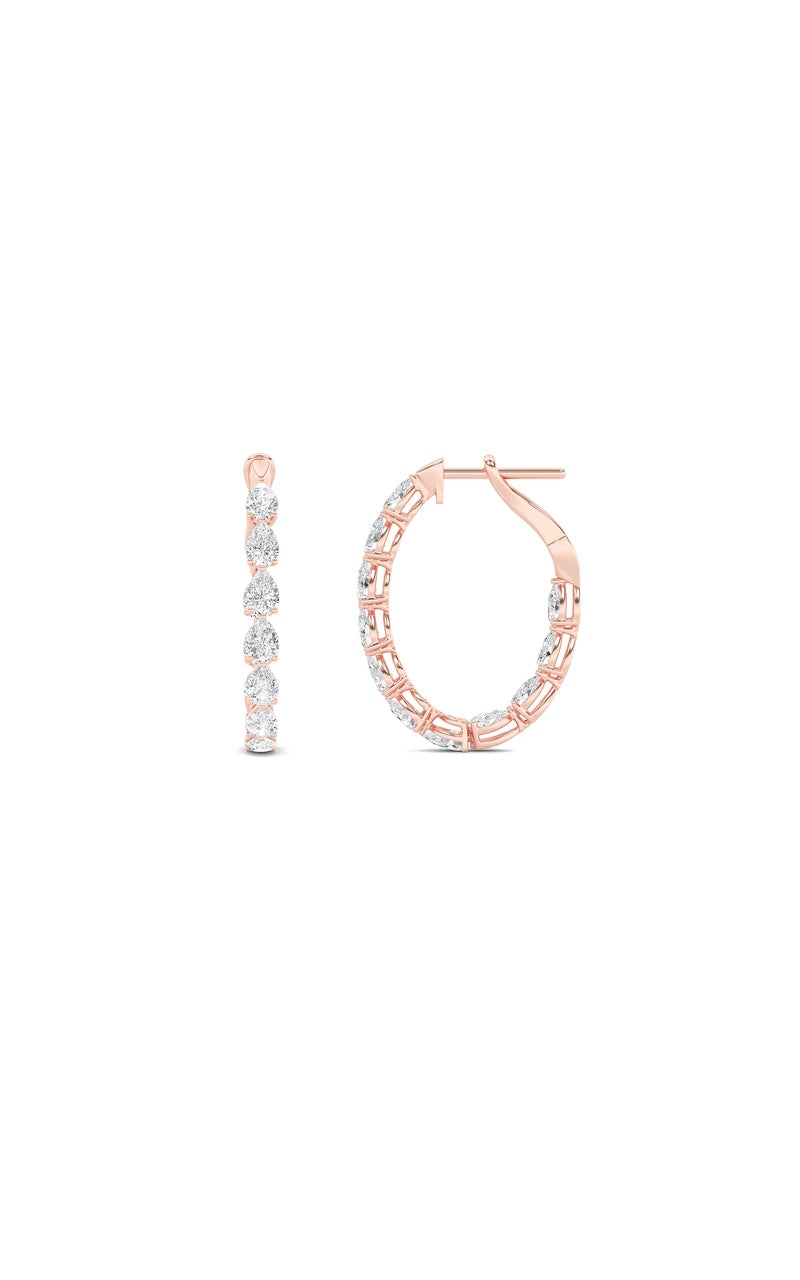 4.25Cttw Pear Shaped Lab Grown Diamond (F/VS) Inside Out Hoop Earrings in 14K Gold