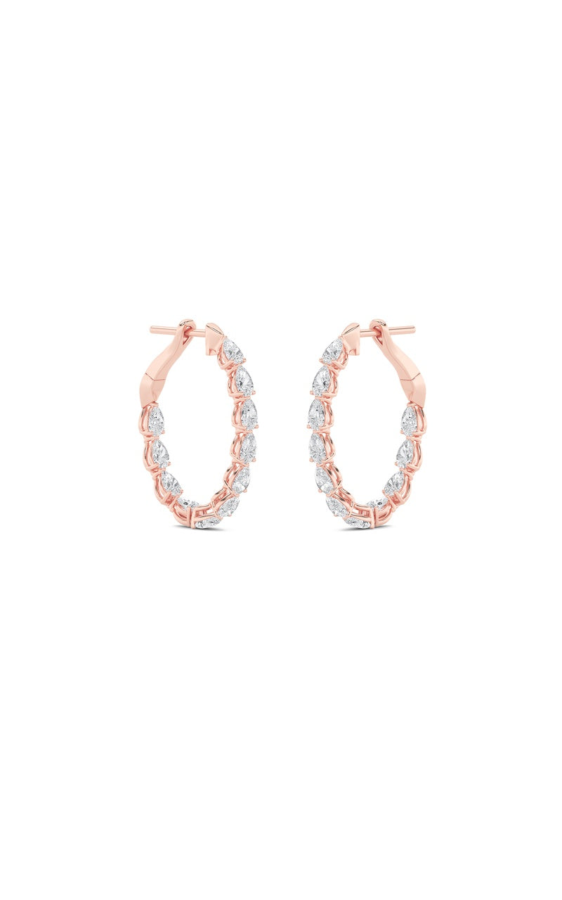4.25Cttw Pear Shaped Lab Grown Diamond (F/VS) Inside Out Hoop Earrings in 14K Gold