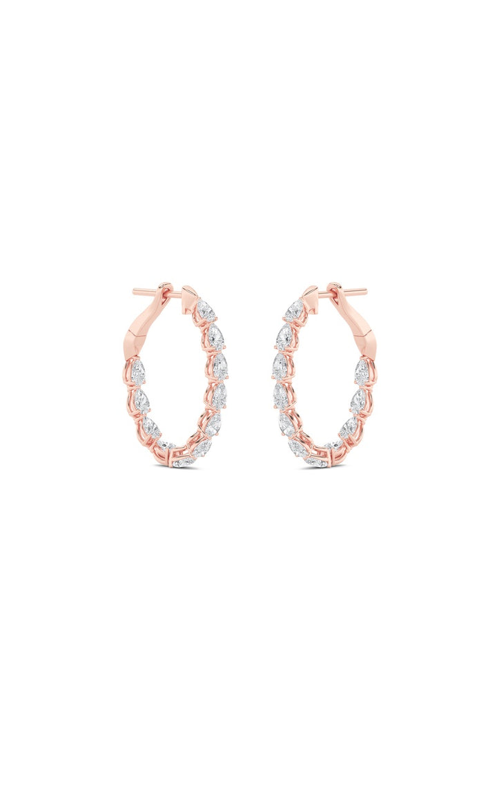4.25Cttw Pear Shaped Lab Grown Diamond (F/VS) Inside Out Hoop Earrings in 14K Gold