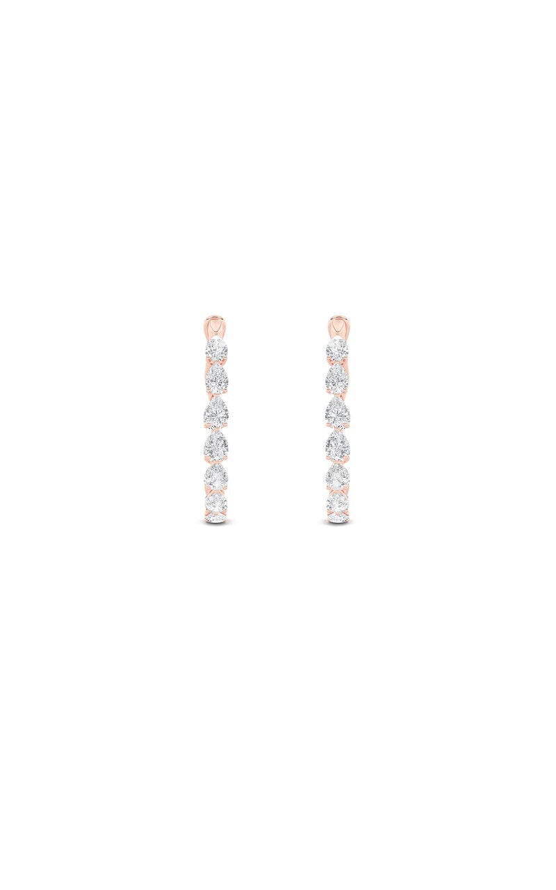 4.25Cttw Pear Shaped Lab Grown Diamond (F/VS) Inside Out Hoop Earrings in 14K Gold