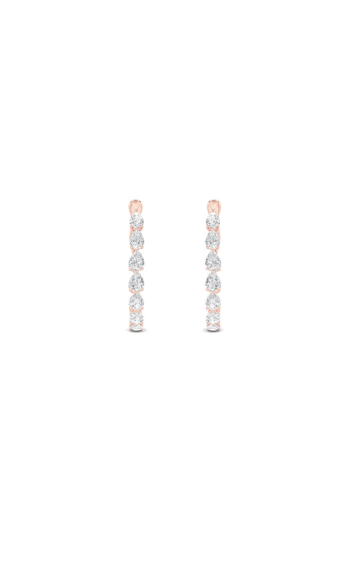4.25Cttw Pear Shaped Lab Grown Diamond (F/VS) Inside Out Hoop Earrings in 14K Gold